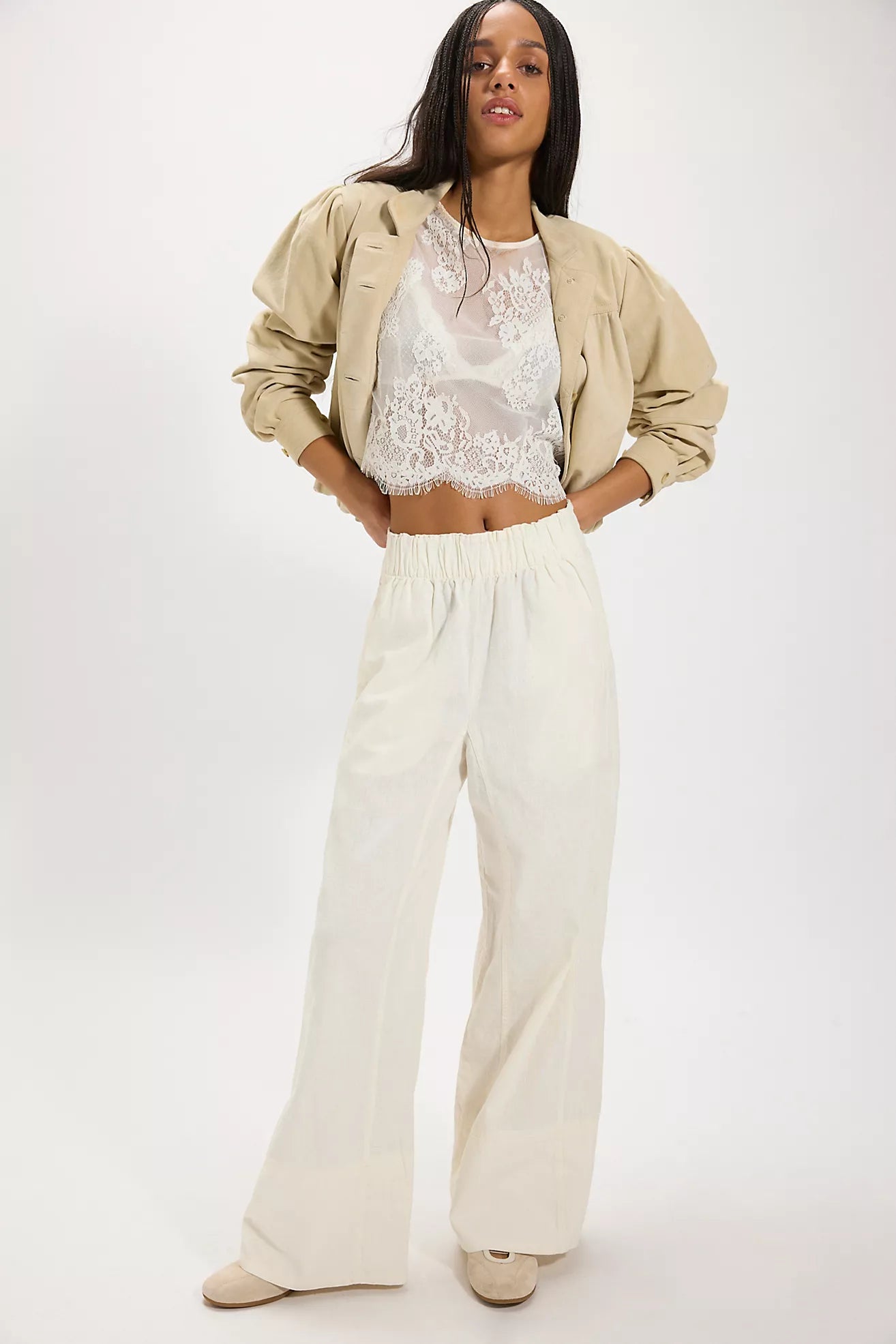 Free People-Day's End Linen Pull-On Pants-CLEAN IVORY