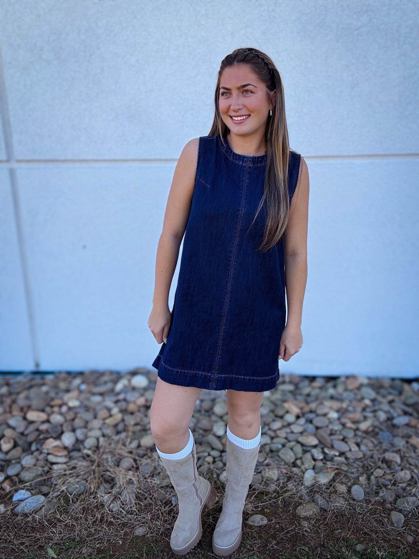 Monroe Sleeveless Denim Shift Dress