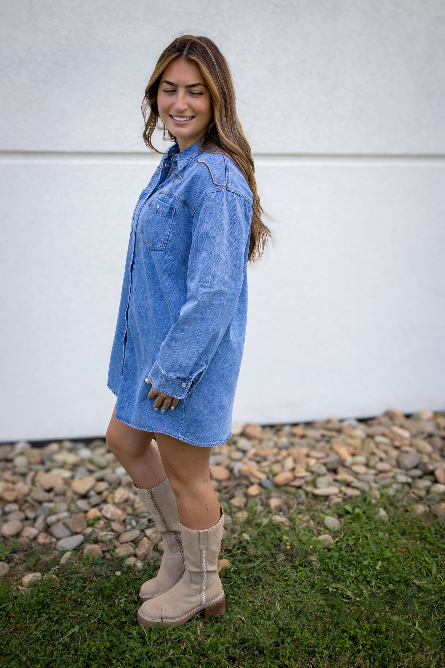 Western Flare Embroidered Mini Dress