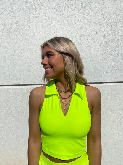 Pop Your Collar Tank - NEON YELLOW