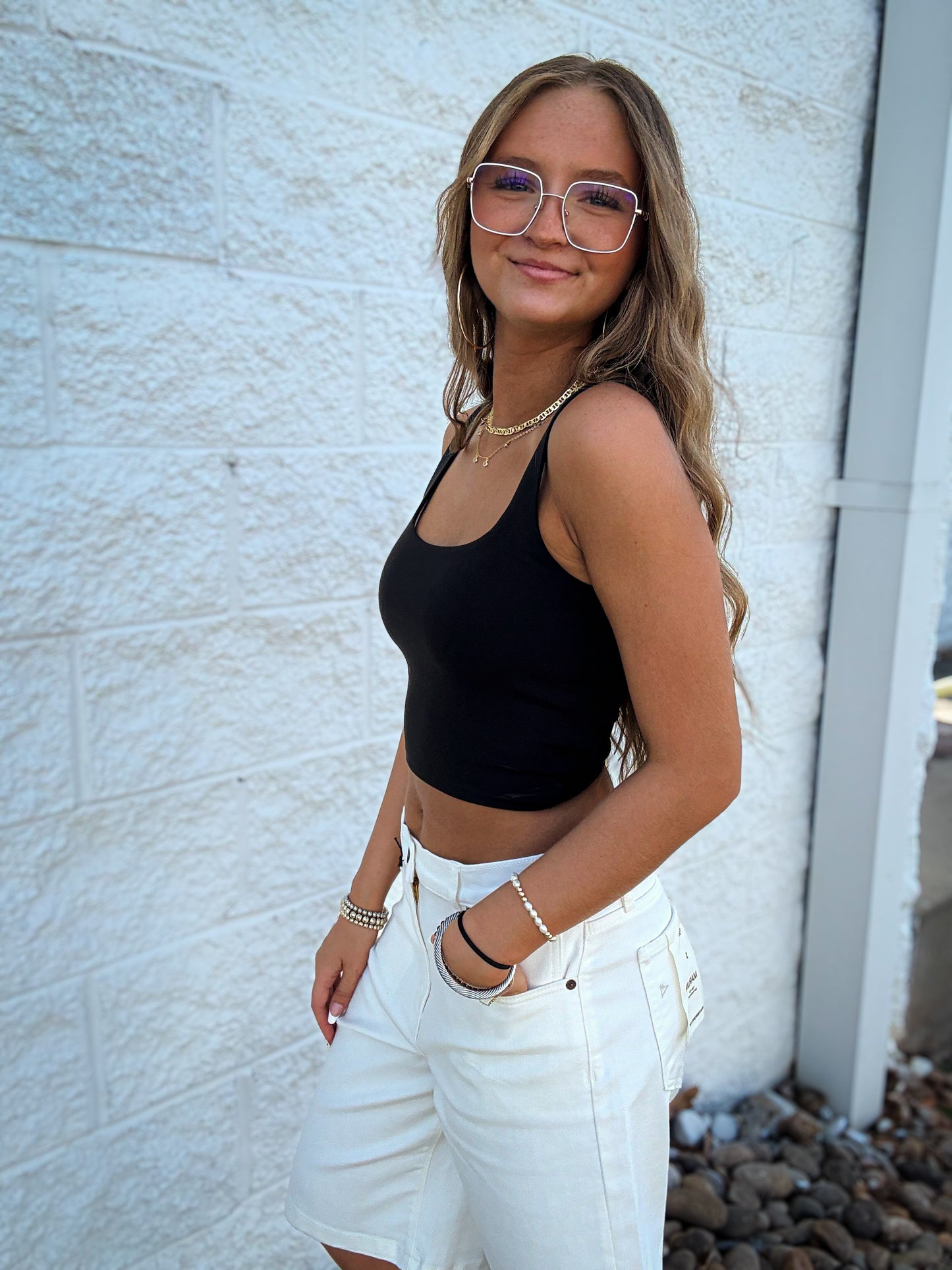 Off Duty Square Neck Tank - BLACK