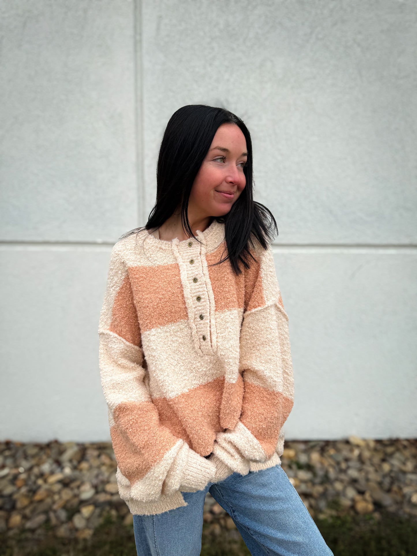 Stripes of Beige Oversized Sweater