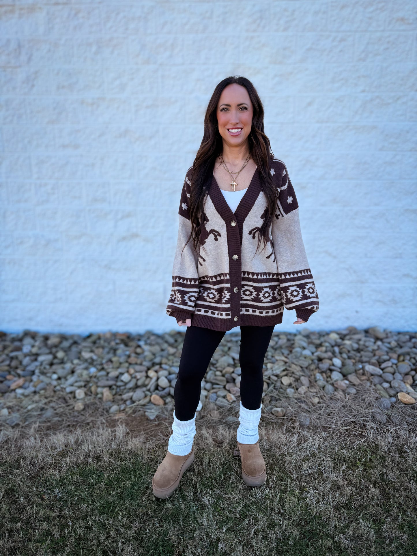 Equestrian Cardigan - BROWN/TAUPE