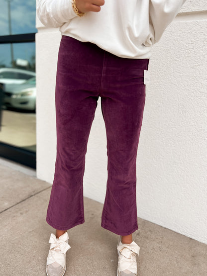 Free People - In My Feelings Velvet Crop Slim Flare Pants - FIG JAM