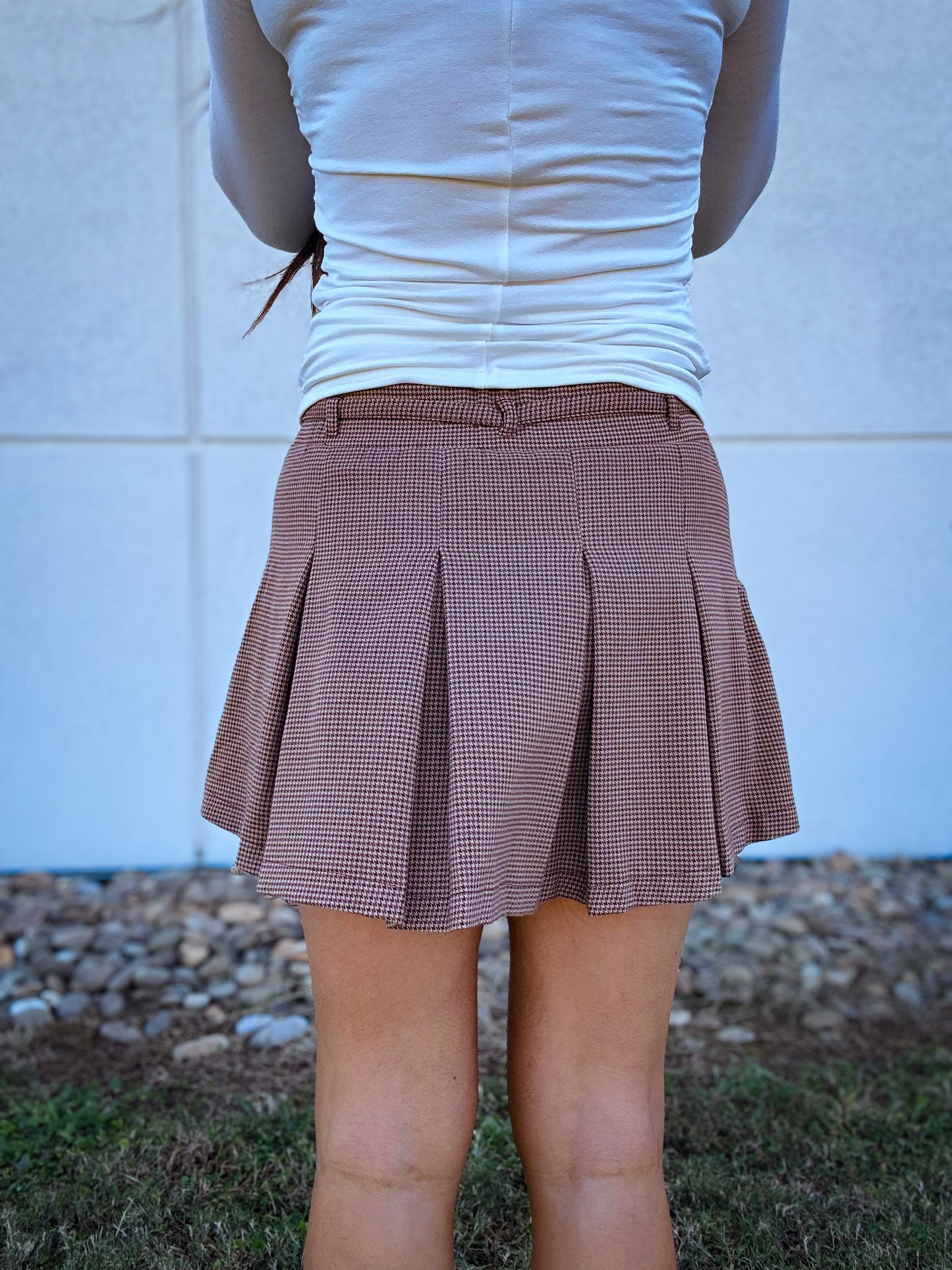 Spiced Cider Plaid Pleated Skort