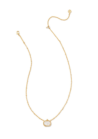 Kendra Scott - Pumpkin Gold Short Pendant Necklace - IVORY MOTHER OF PEARL
