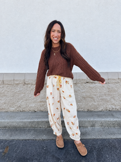 Free People - On Repeat Drawstring Pants - IVORY FLORAL