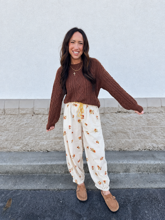 Free People - On Repeat Drawstring Pants - IVORY FLORAL