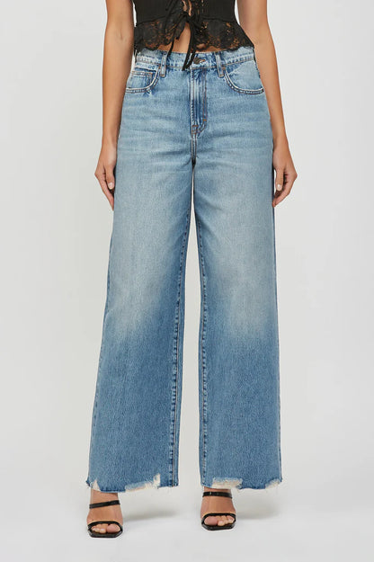 Hidden - Nori Chew Hem Wide Leg Jean - Medium Light