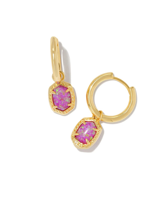 Kendra Scott -Daphne Framed Huggie Earring - MAGENTA KYOCERA OPAL