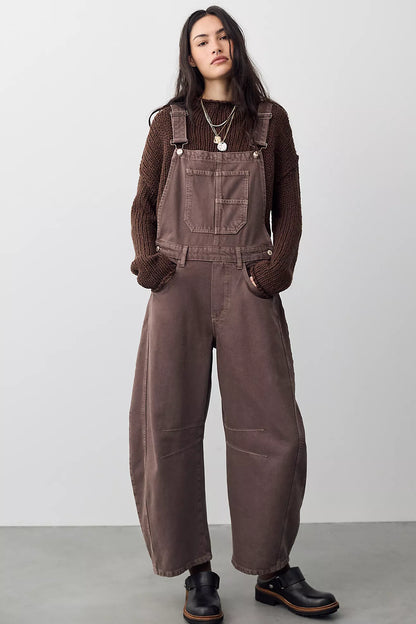 Free People - Good Luck Barrel Overalls - Chocolate Mousse