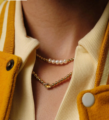 Kendra Scott - Abbie Beaded Gold Necklace - MARBLED AMBER ILLUSION