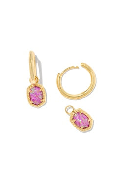 Kendra Scott -Daphne Framed Huggie Earring - MAGENTA KYOCERA OPAL