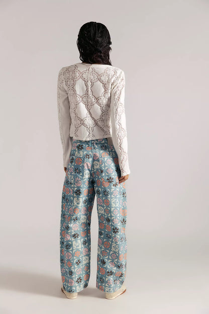 Free People - Good Luck Printed Barrel Jeans - JADE COMBO - DITSY BLOCK