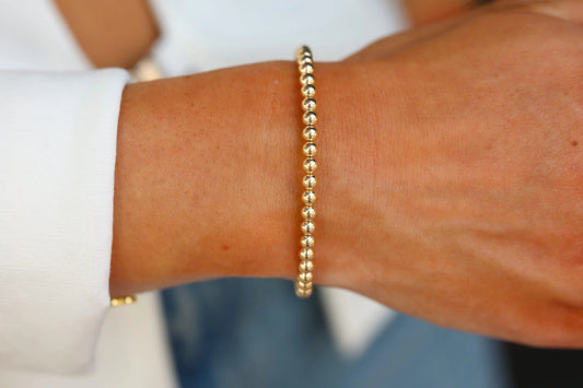 BARA BOHEME - 14K Gold Filled Classic Ball Bead Bracelet - 4MM