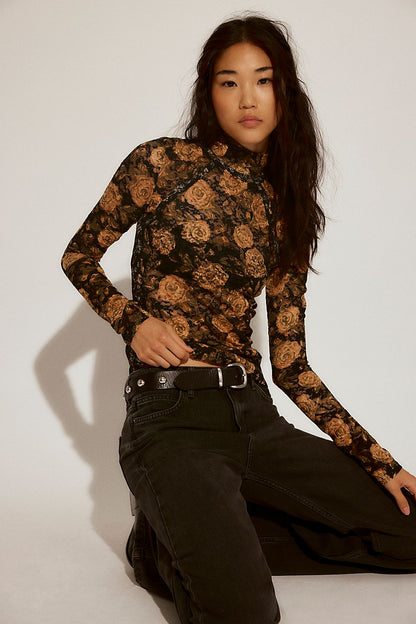 Free People - Lyric Long Sleeve - BLACK COMBO