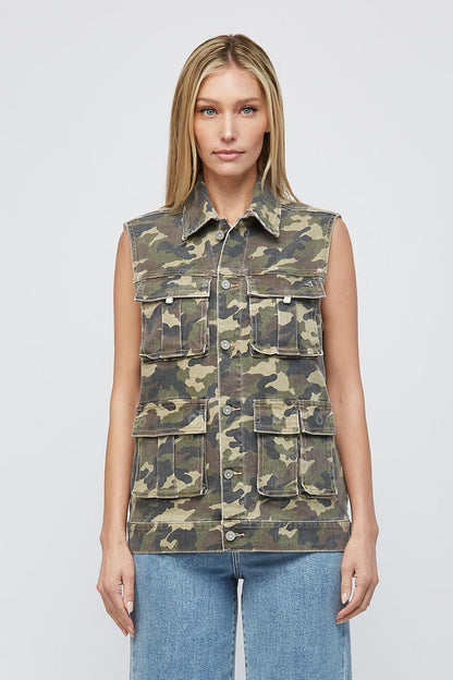 Hidden - Rebel Camo Oversized Cargo Denim Vest