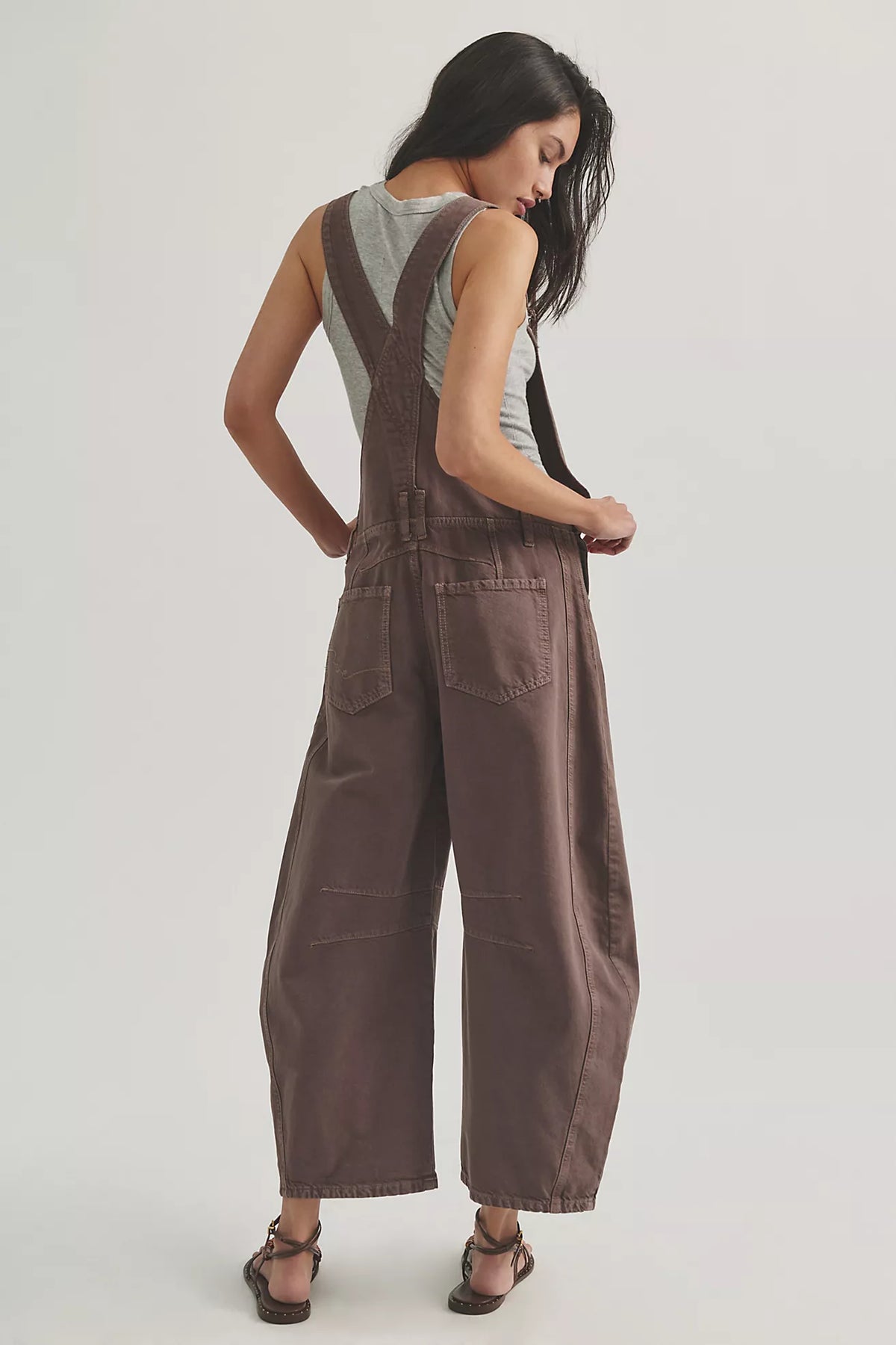 Free People - Good Luck Barrel Overalls - Chocolate Mousse