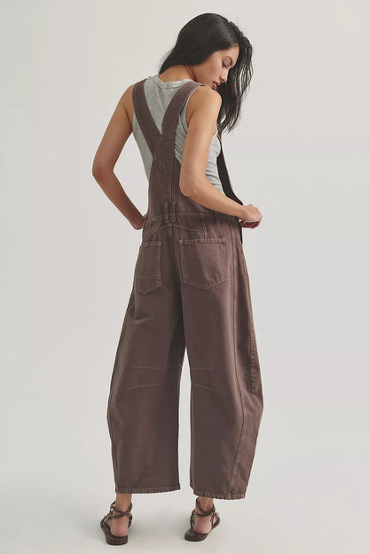 Free People - Good Luck Barrel Overalls - Chocolate Mousse
