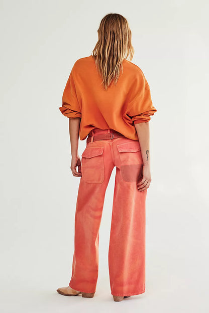 Free People - Waterfalls Baggy Wide-Leg Jeans - Oklahoma Sun