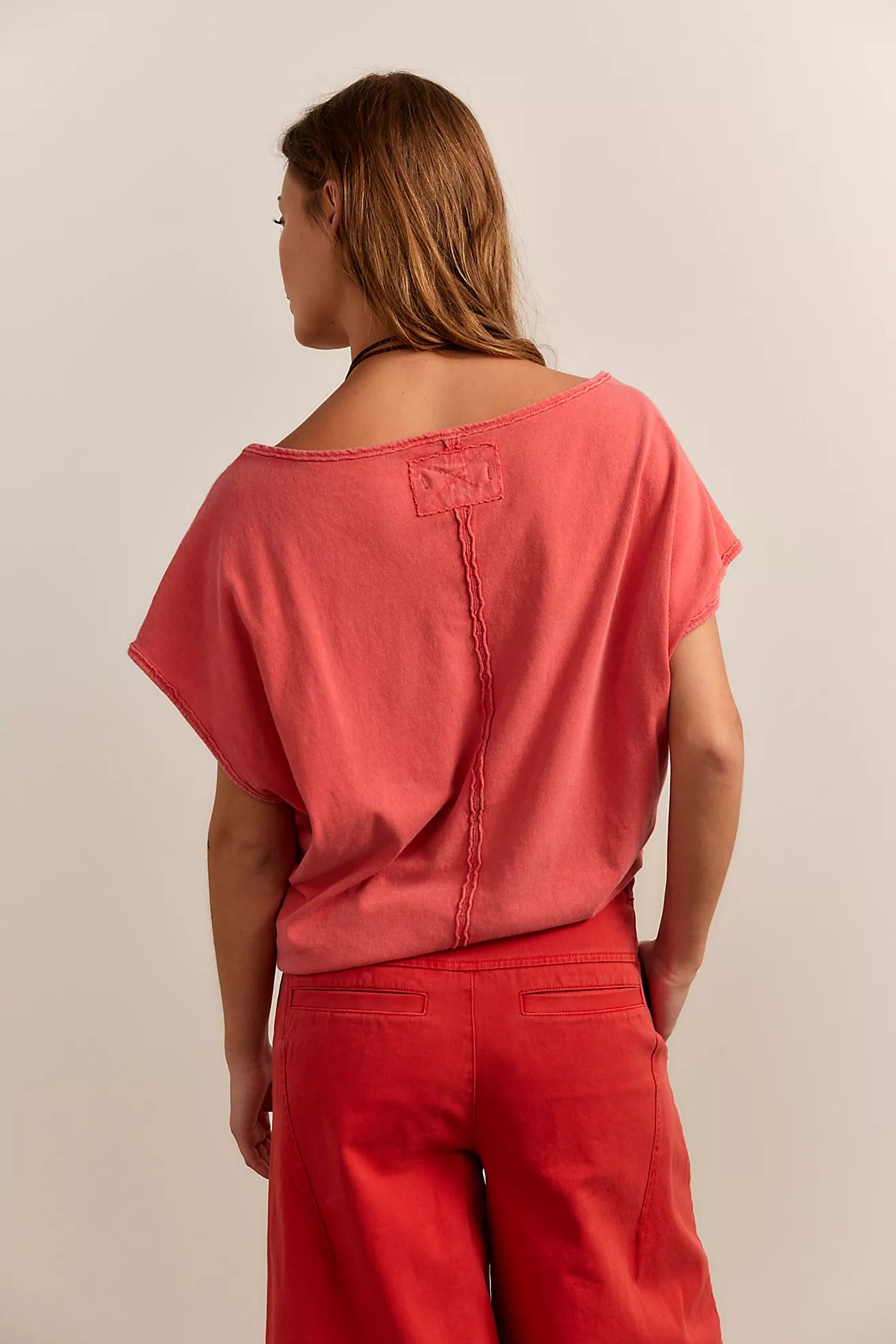 Free People - Peggy Relaxed Boat Neck Tee - Sour Sweet Pink