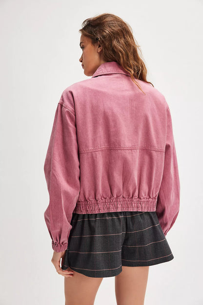 Free People - Birdie Track Jacket - ROSE RAISIN