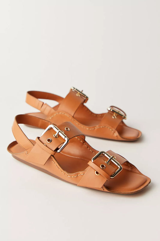 Free People - Blossom Buckle Sandals - Luggage Leather