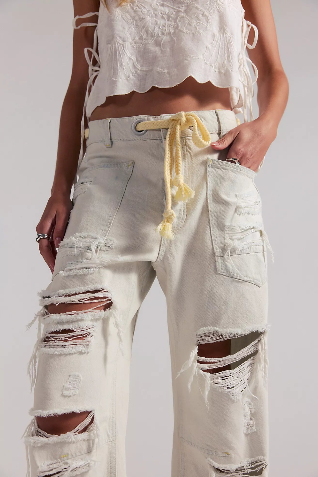 Free People - Moxie Pull-On Barrel Jeans - SEA MIST