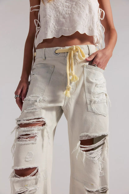 Free People - Moxie Pull-On Barrel Jeans - SEA MIST