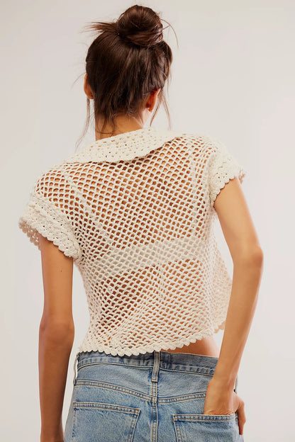 Free People - Lily Crochet Top - COCONUT MILK
