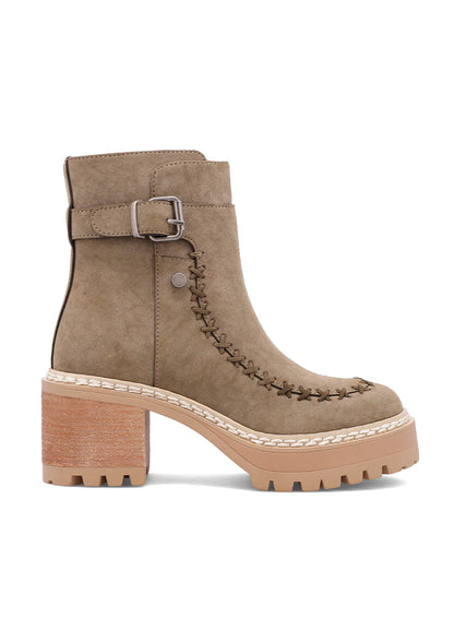 MIA Toula Khaki Faux Suede Platform Lug Sole Bootie