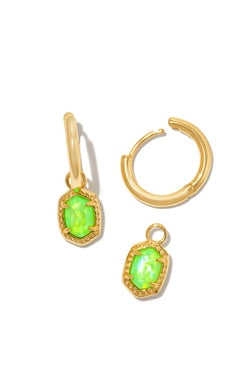 Kendra Scott - Daphne Framed Huggie Earring - BRIGHT GREEN KYOCERA OPAL