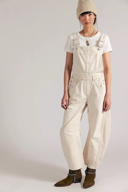 Free People - Good Luck Barrel Overalls - MILK
