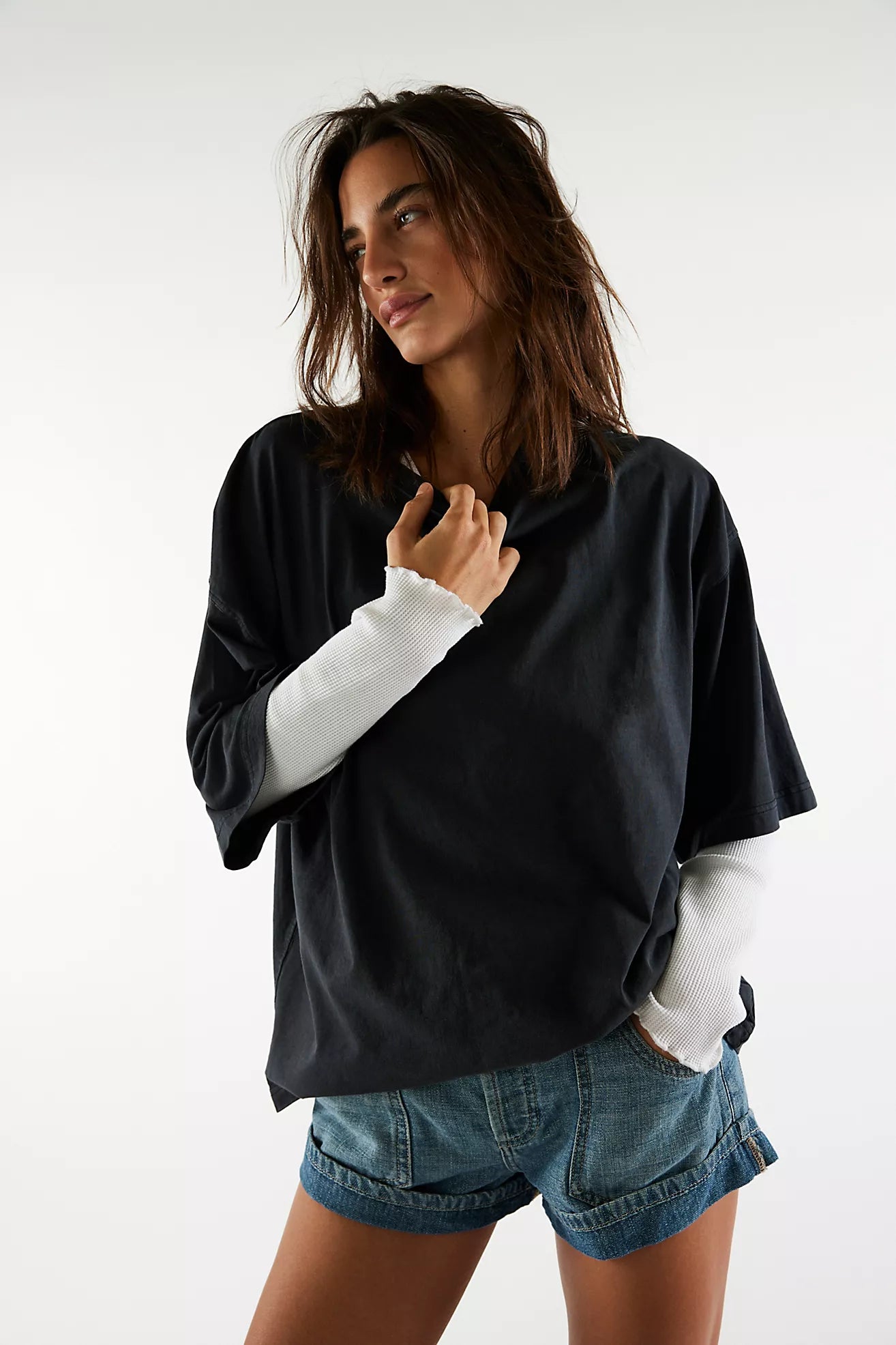 Free People - Perfect Oversized Tee - BLACK