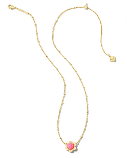 Kendra Scott - Susie Gold Short Pendant Necklace - HOT PINK OPAL KYOCERA