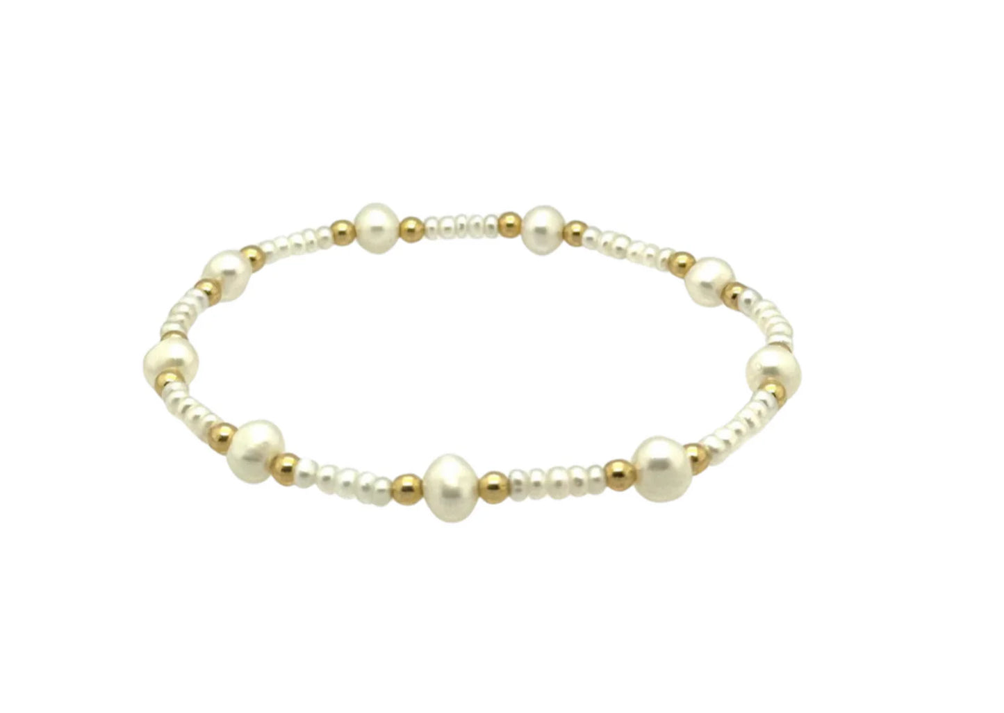 BARA BOHEME -14K Gold-Filled & Freshwater Pearl Beaded Bracelet - CLAIRE