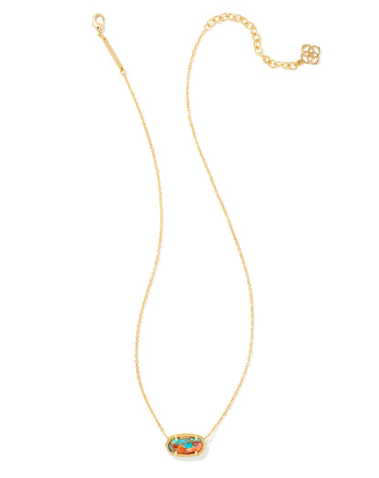 Kendra Scott - Elisa Gold Pendant Necklace - Bronze Veined Turquoise Magnesite Red Oyster