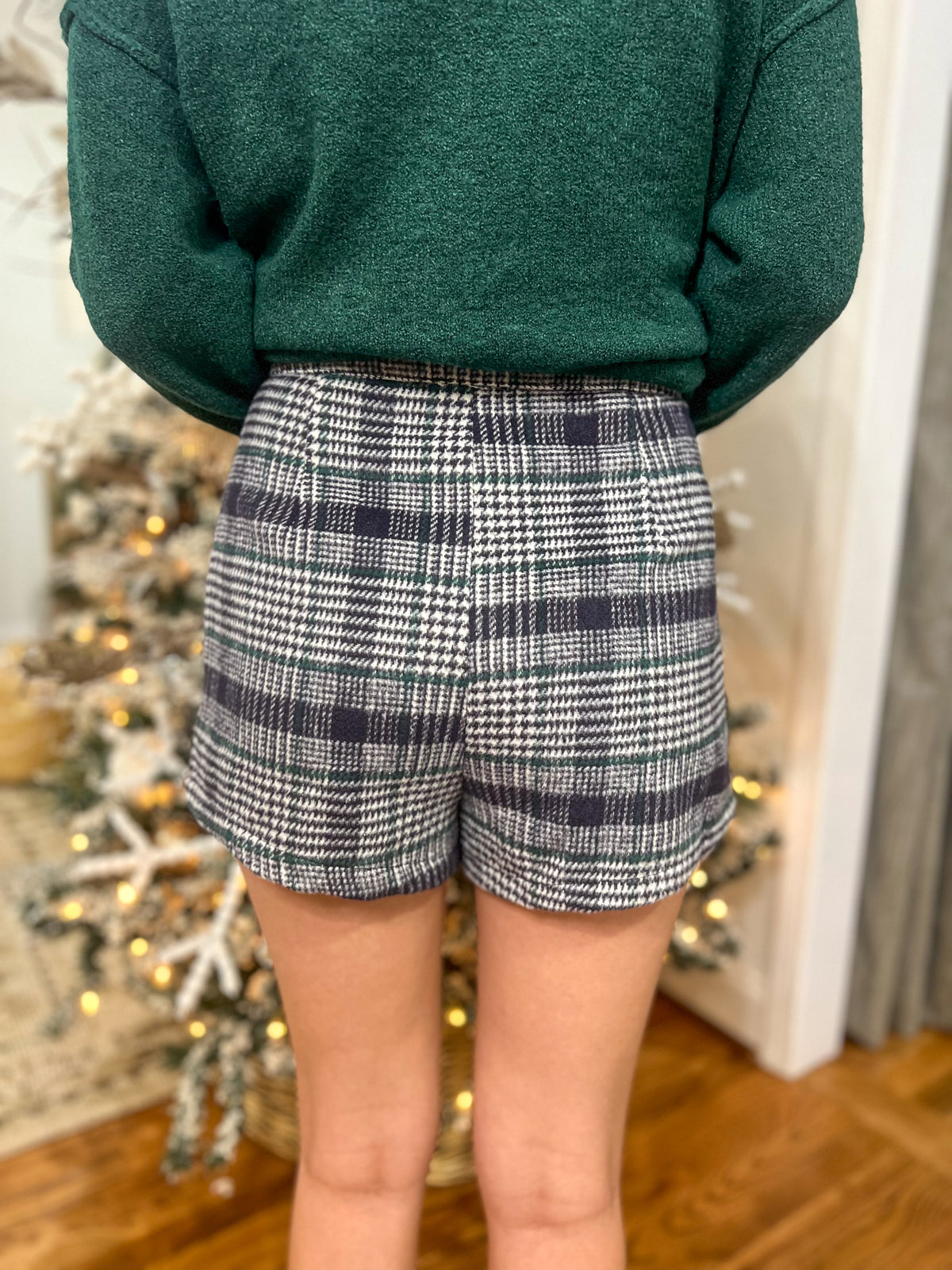 Plaid Perfection Double Zip Woven Shorts