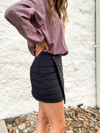 Winter Wrap Puff Black Mini Skirt