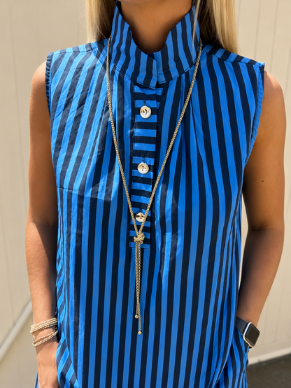 Blue Hour Striped Sleeveless Midi Dress