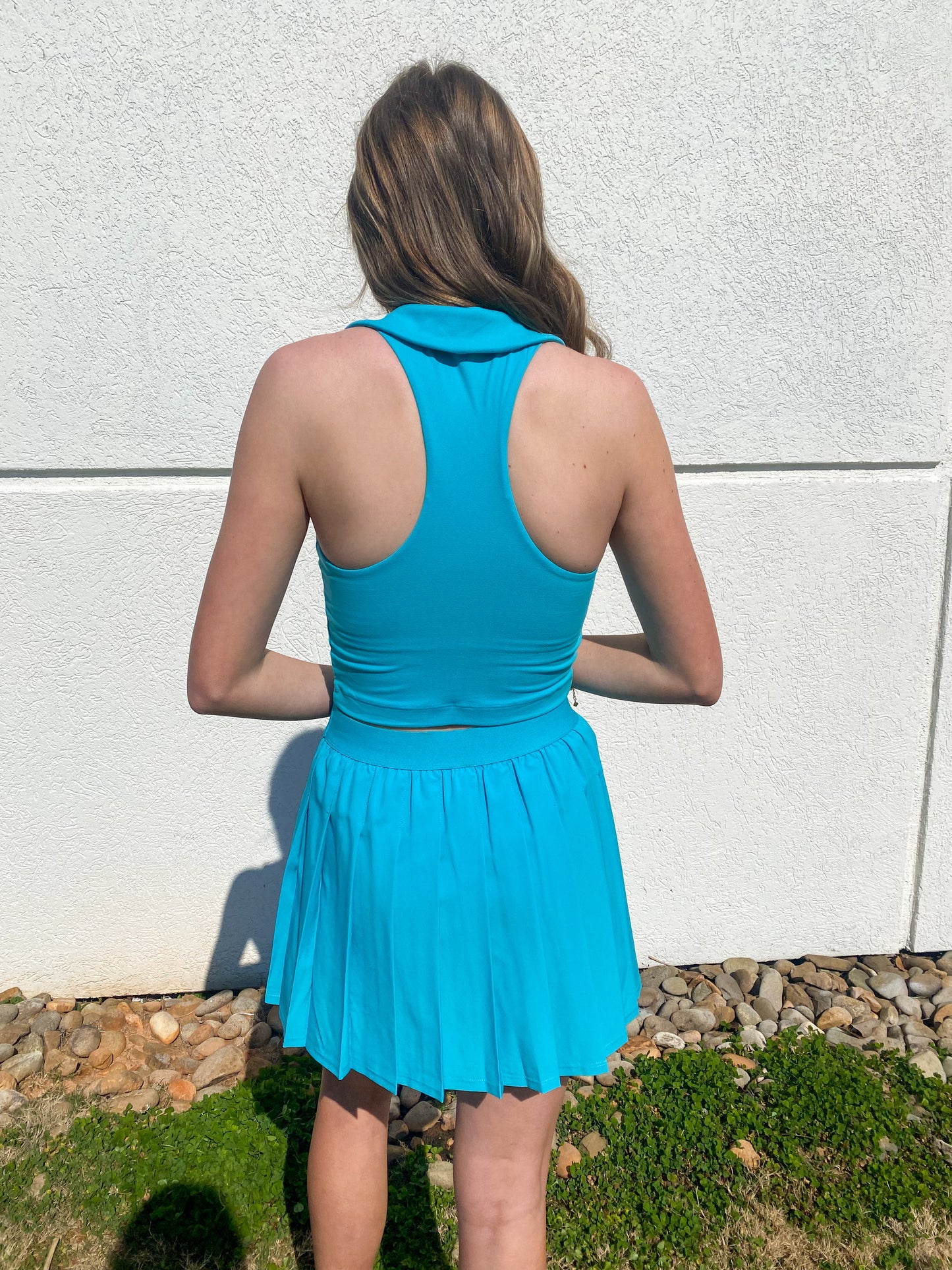 Pop Your Collar Tank - HIGHLIGHTER BLUE
