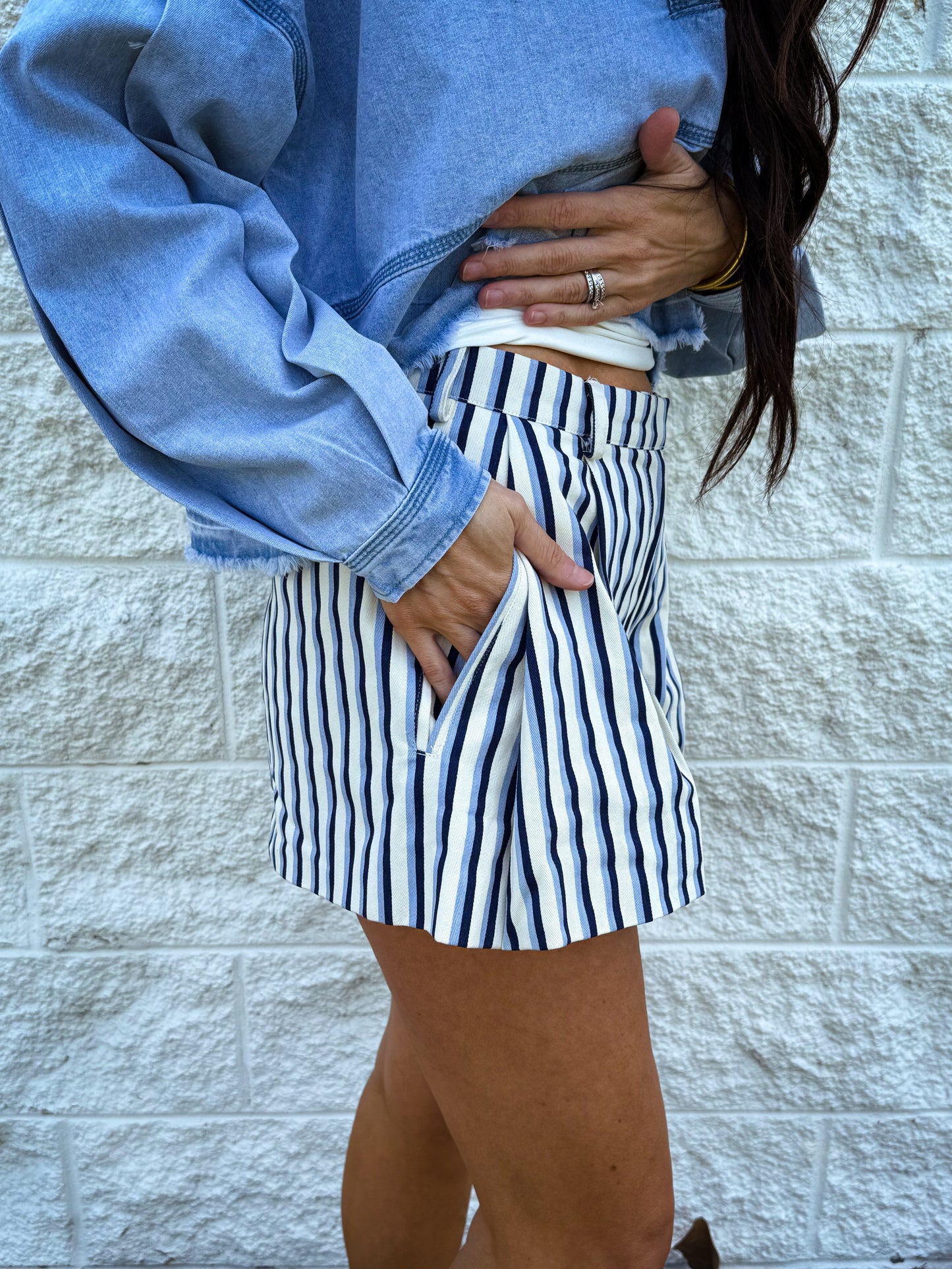 Retro Rails Stripe Shorts