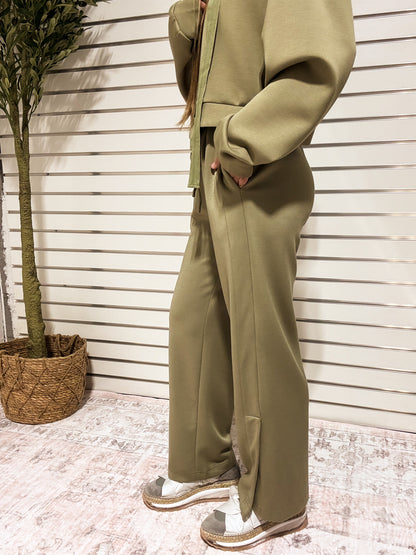 Serenity Modal Side Slit Pants - OLIVE
