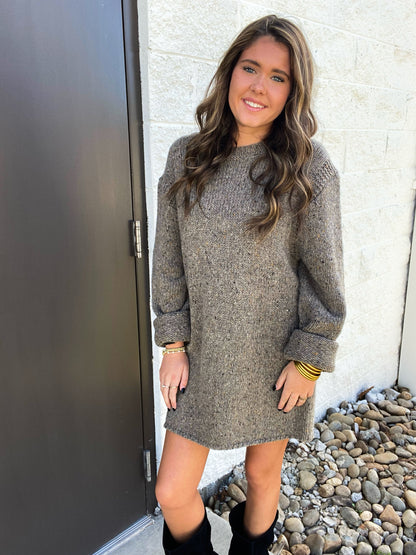Willow Earth-Tone Oversized Wool Blend Sweater