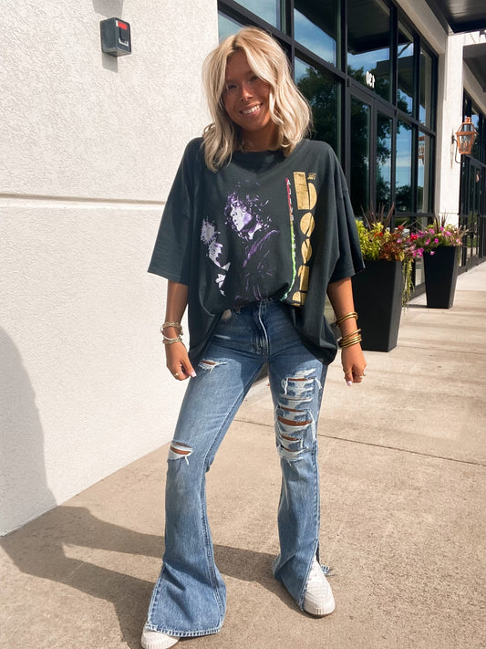 Hidden - Light Wash Heavy Distressed Flare