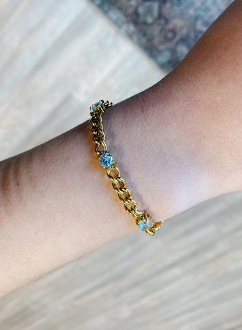 Chansutt Pearls - Gold + Diamond Chain Bracelet