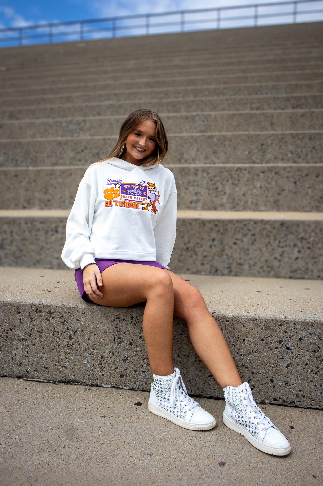 Clemson Layer Patch Cropped Hoodie