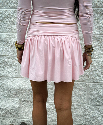 Catch a Break Foldover Skort - SOFT PINK