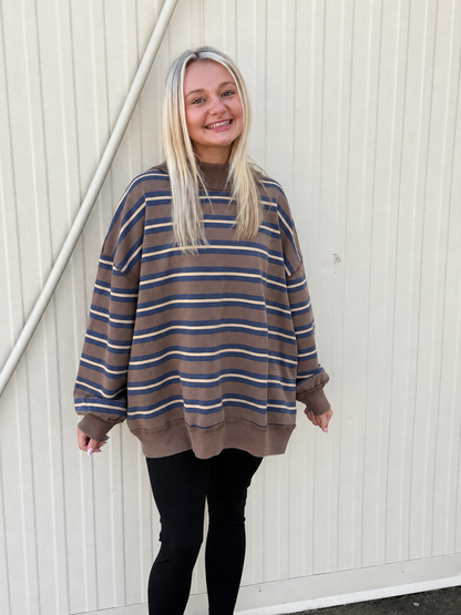 Free People - Palm Springs Striped Pullover - Army Combo