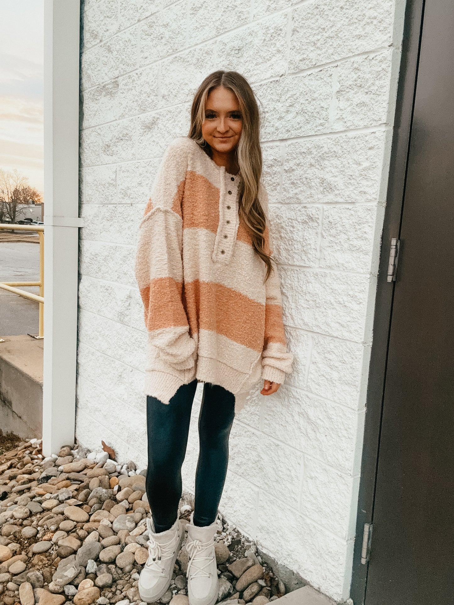 Stripes of Beige Oversized Sweater